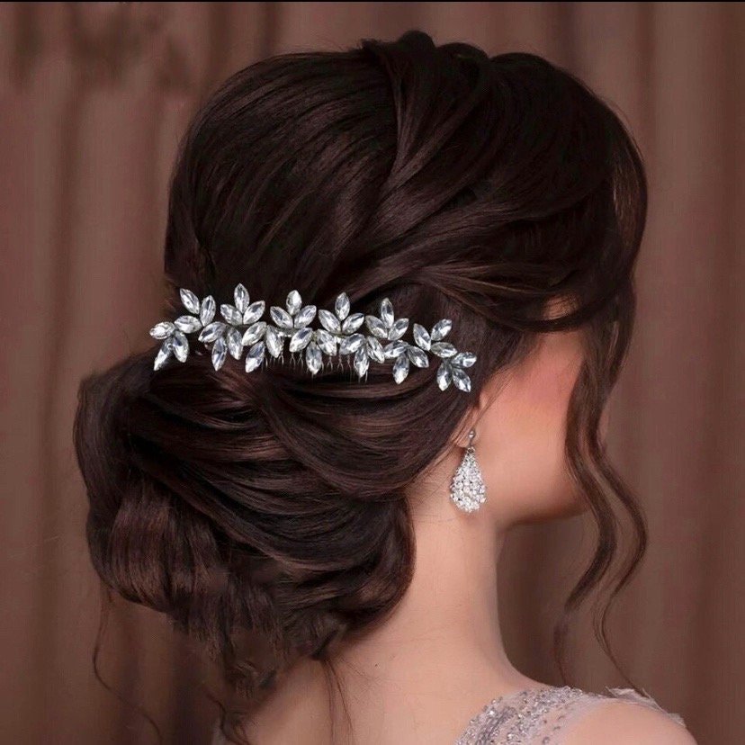 Bridal Wedding Hair Accessories Silver Crystal Hair Comb Hair Vine Bridesmaid Accessory Hair Jewellery Wedding Hair Comb - Floralific