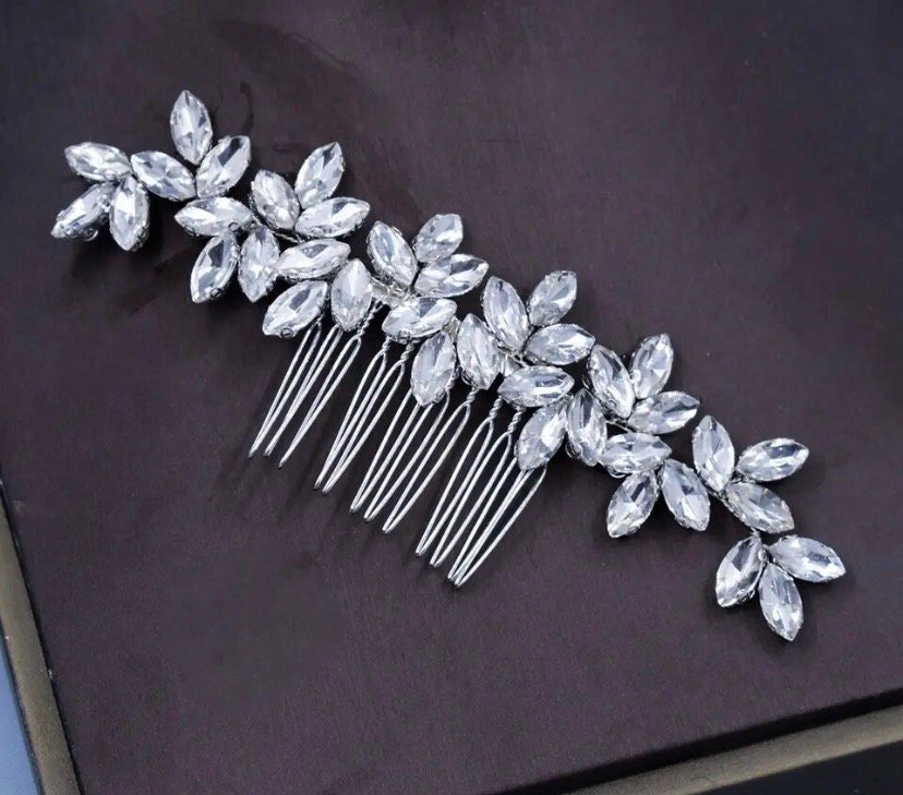 Bridal Wedding Hair Accessories Silver Crystal Hair Comb Hair Vine Bridesmaid Accessory Hair Jewellery Wedding Hair Comb - Floralific