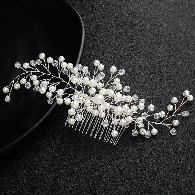 Bridal Wedding Hair Jewellery Bridal Wedding Hair Accessories Hair Vine/ Piece Mounted on a Hair Comb with Crystal Diamante Pearl Bridesmaid - Floralific