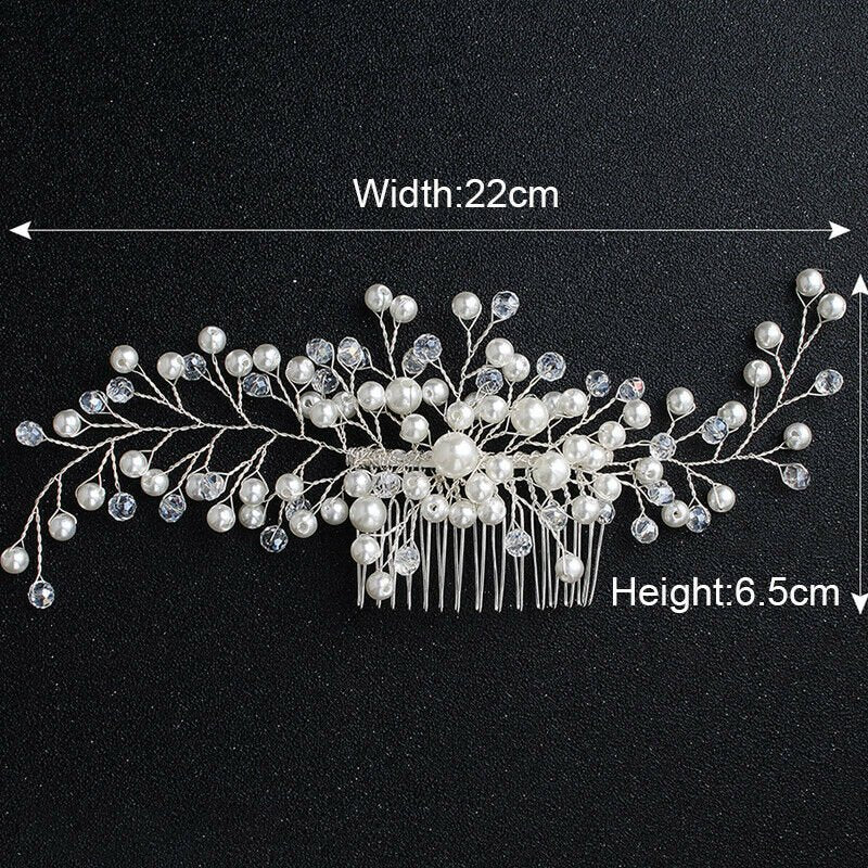 Bridal Wedding Hair Jewellery Bridal Wedding Hair Accessories Hair Vine/ Piece Mounted on a Hair Comb with Crystal Diamante Pearl Bridesmaid - Floralific