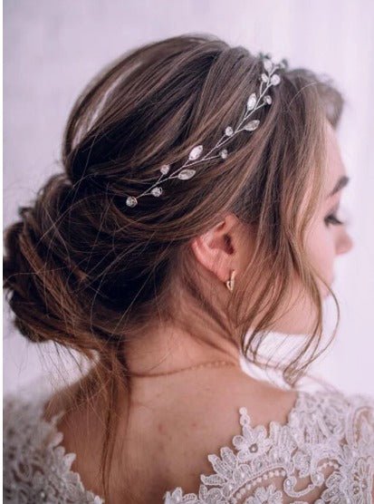 Bridal Wedding Hair Tiara Crystal Hair Vine Hair Piece Wedding Hair Accessories Bridesmaid Accessory Hair Jewellery in Silver BR2 - Floralific