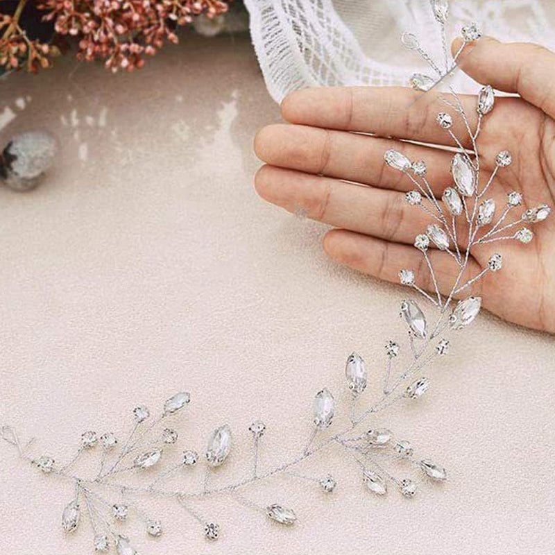 Bridal Wedding Hair Tiara Crystal Hair Vine Hair Piece Wedding Hair Accessories Hair Jewellery Bridesmaid Accessory in Silver (QB202) - Floralific