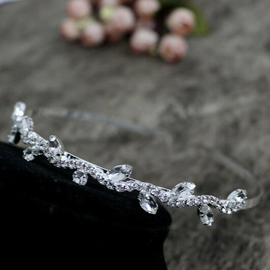 Bridesmaids Tiara Headband, Bridal Tiara, Flower Girl Tiara, Bridal Wedding Hair Accessories with Crystal Diamante for Bridesmaid - Floralific