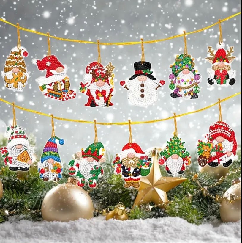 Christmas Gonk Diamond Art Decorations - DIY Christmas Diamond Art Kit - Christmas Decoration Craft Kit in Laminate with Rhinestone Drills - Elegantly You