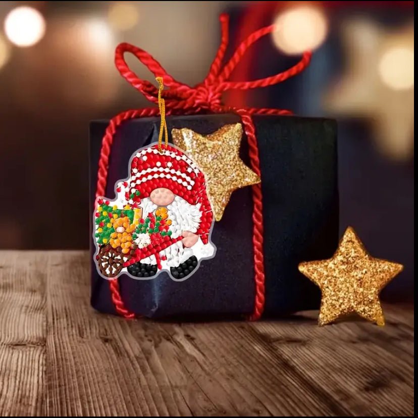 Christmas Gonk Diamond Art Decorations - DIY Christmas Diamond Art Kit - Christmas Decoration Craft Kit in Laminate with Rhinestone Drills - Elegantly You