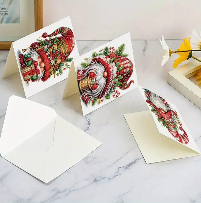Diamond Art Christmas Cards Christmas Gonks 6pcs - DIY Diamond Art Kits - Elegantly You