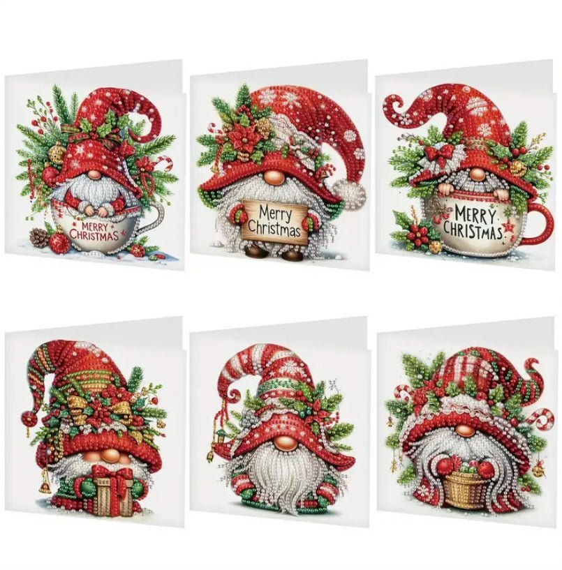 Diamond Art Christmas Cards Christmas Gonks 6pcs - DIY Diamond Art Kits - Elegantly You