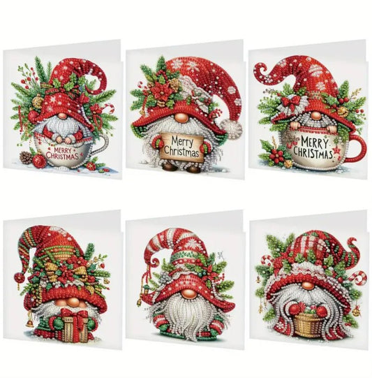 Diamond Art Christmas Cards Christmas Gonks 6pcs - DIY Diamond Art Kits - Elegantly You