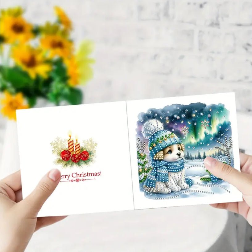 Diamond Art Christmas Cards Snow Dogs 6pcs - DIY Diamond Art Kits - Elegantly You