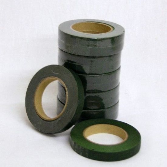 Florist Stem Tape Dark Green 12mm x 27.5m. Flower Tape, Floristry Wire Work Buttonholes, Corsages - Floralific