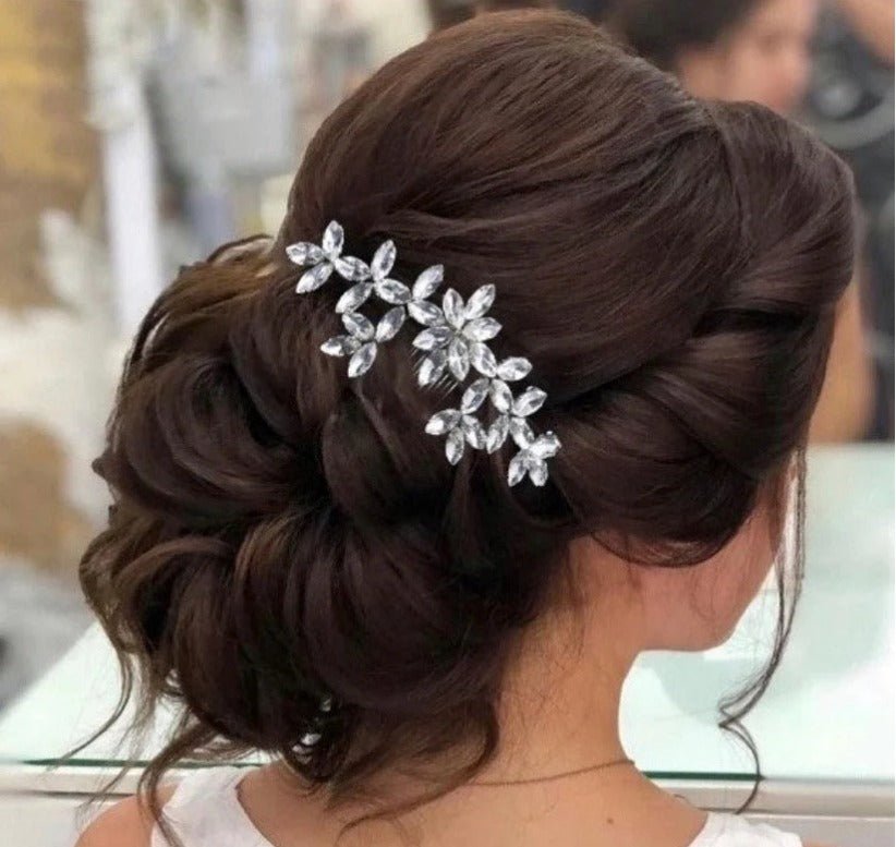 Flower Girl Crystal Hair Comb in Silver Hair Vine Bridesmaid Hair Accessory Wedding Hair Prom Accessory S477 - Floralific