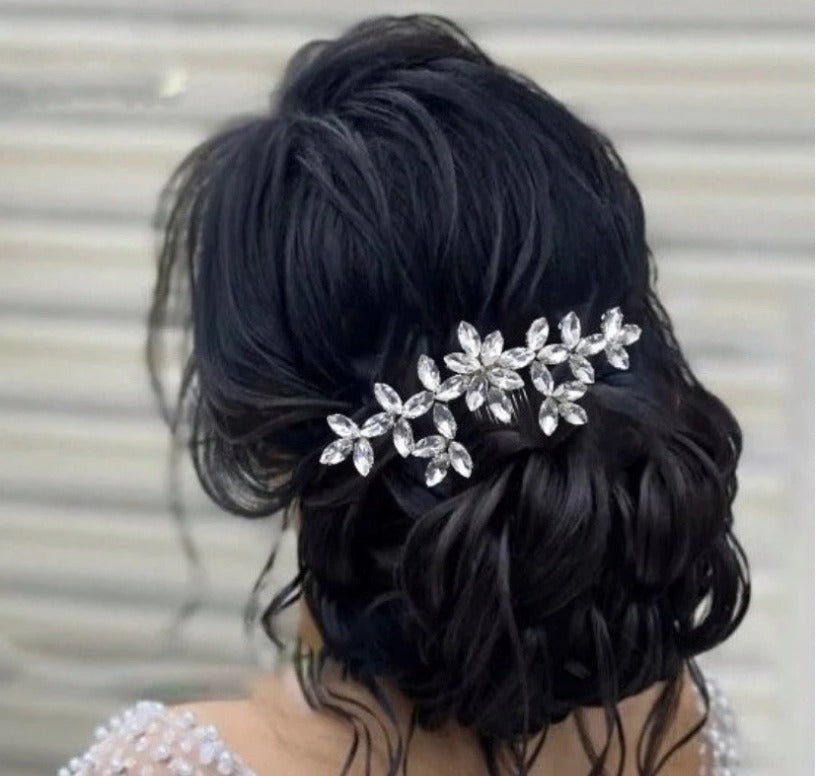 Flower Girl Crystal Hair Comb in Silver Hair Vine Bridesmaid Hair Accessory Wedding Hair Prom Accessory S477 - Floralific