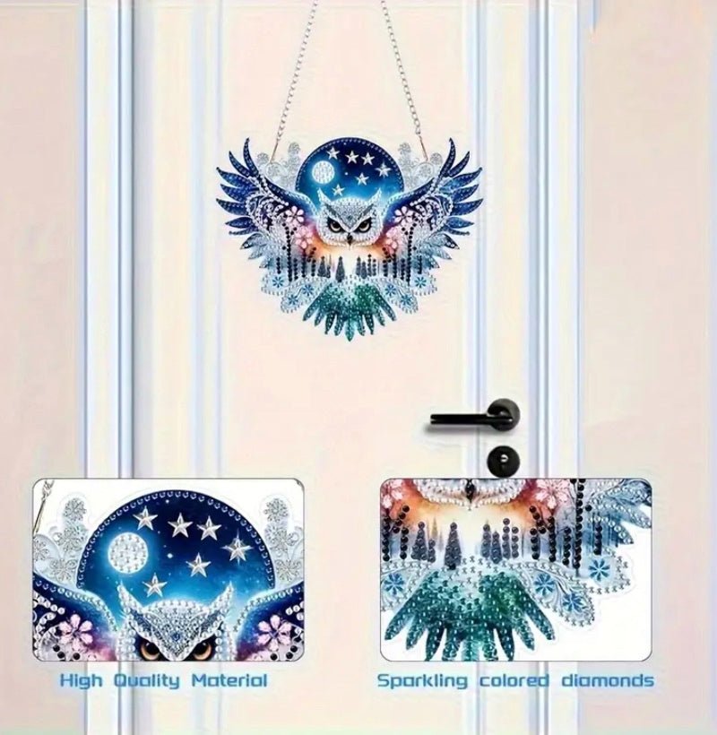 Owl Suncatcher - DIY Christmas Diamond Art Kit - Craft Kit in Acrylic with Rhinestone Drills - Elegantly You