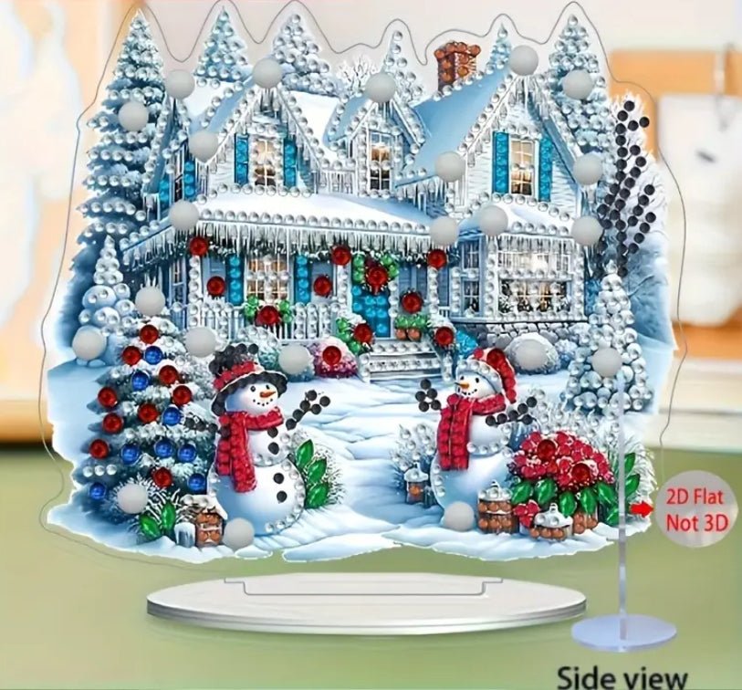 Snowman House DIY Diamond Art Kit - Christmas Diamond Art Ornament - Christmas Decoration Craft Kit in Acrylic - Elegantly You