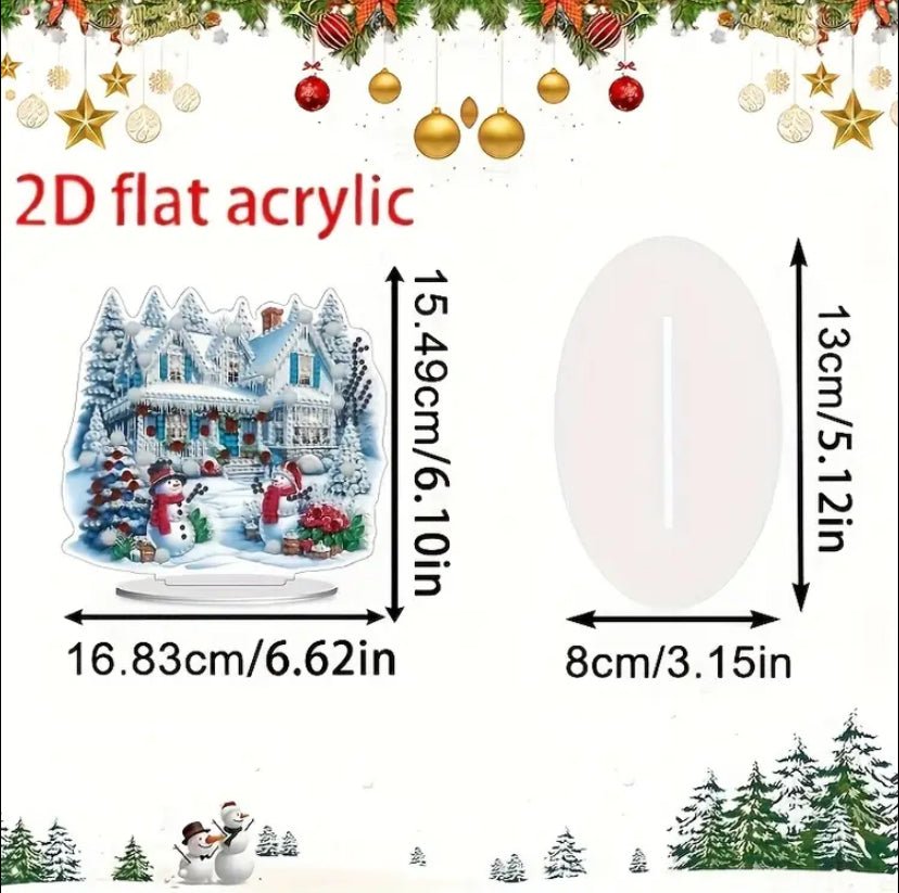 Snowman House DIY Diamond Art Kit - Christmas Diamond Art Ornament - Christmas Decoration Craft Kit in Acrylic - Elegantly You