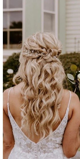 Wedding Hair Vine Bridal Hair Accessories Crystal Tiara Bridesmaid Accessory Prom Hair Accessory with Leaf Design in Silver or Gold - Floralific