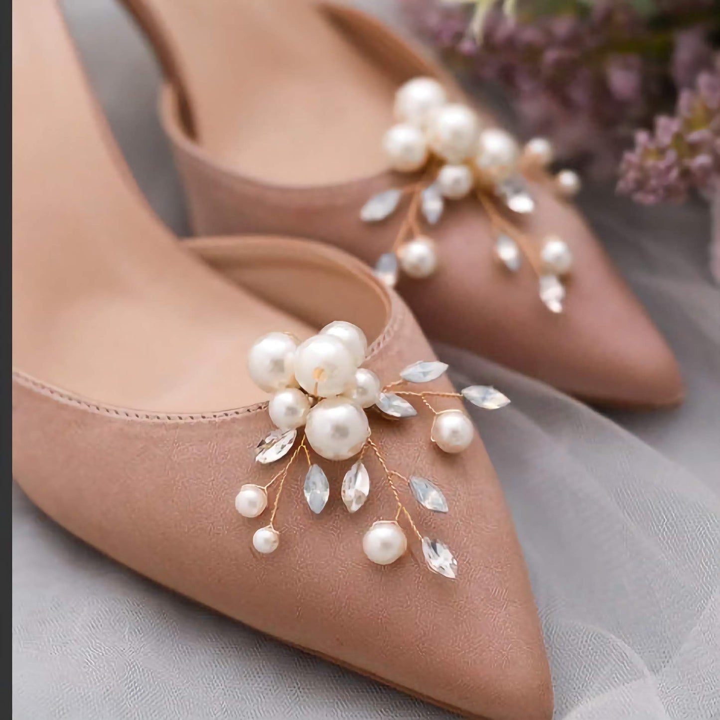 Wedding Shoe Clips, Bridal Shoe Clip, Pearl and Crystal Wedding Shoe Accessories, Shoe Decoration, Shoe Jewellery, Wedding Accessories X24 - Floralific