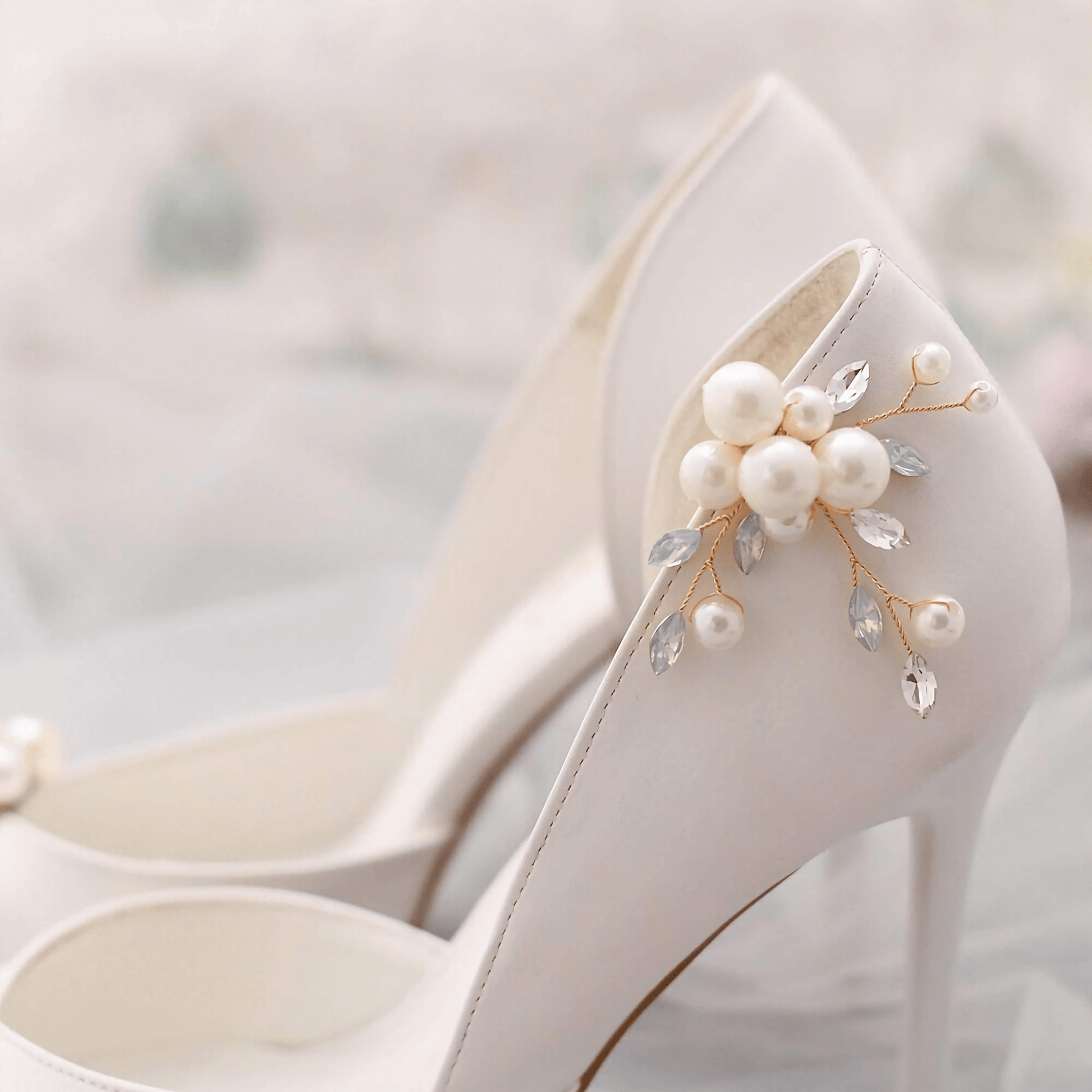 Wedding Shoe Clips, Bridal Shoe Clip, Pearl and Crystal Wedding Shoe Accessories, Shoe Decoration, Shoe Jewellery, Wedding Accessories X24 - Floralific