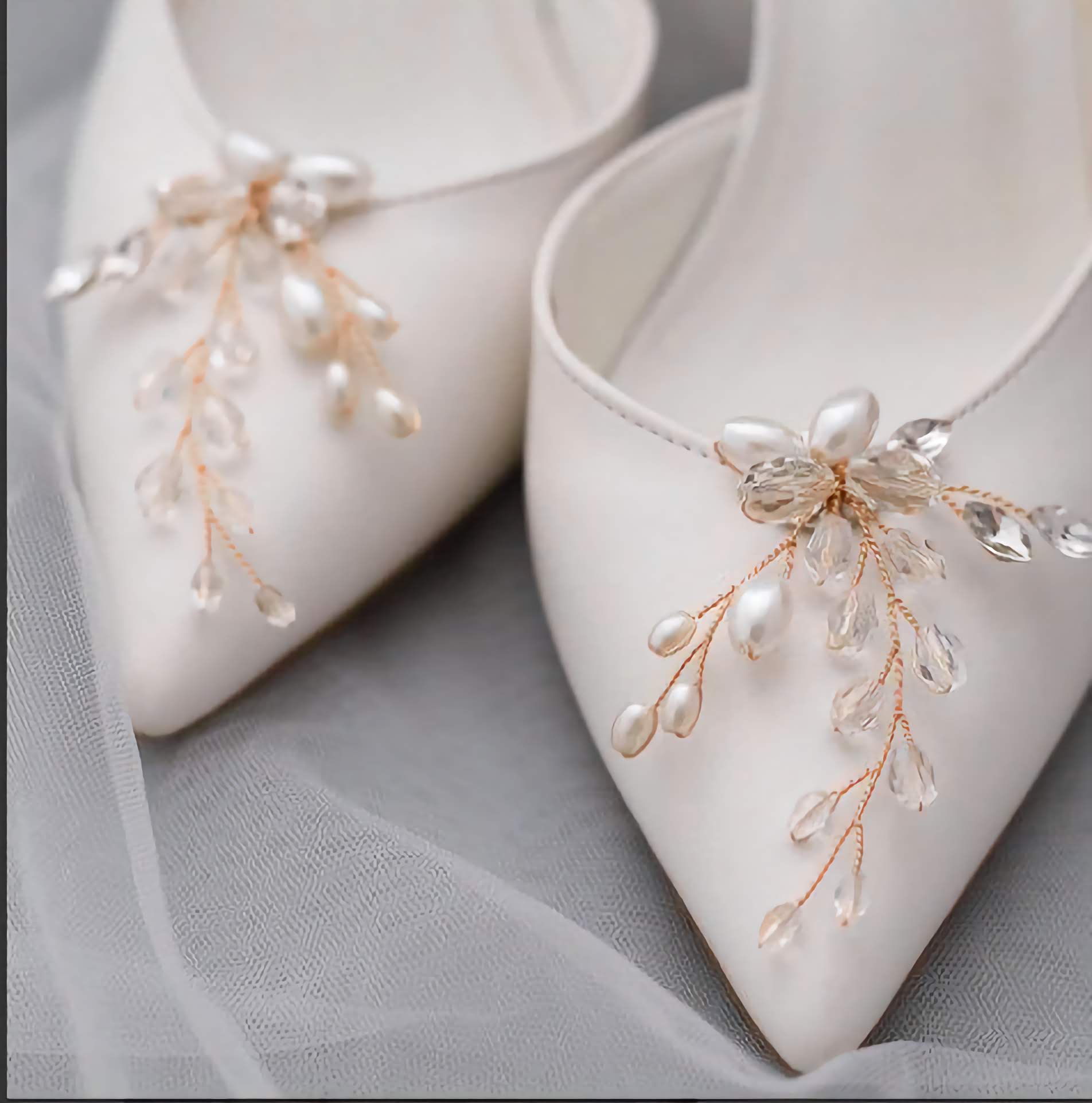 Wedding Shoe Clips, Bridal Shoe Clip, Pearl and Crystal Wedding Shoe Accessories Shoe Decoration, Wedding Accessories, Shoe Jewellery (X23) - Floralific