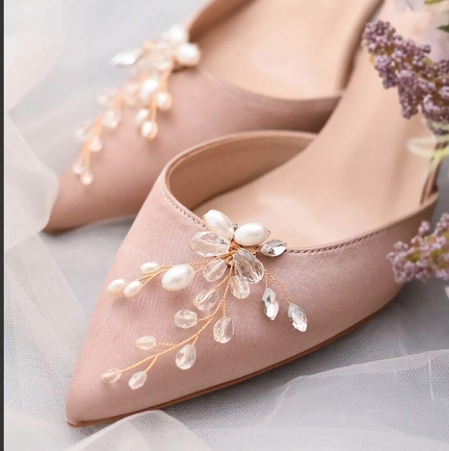 Wedding Shoe Clips, Bridal Shoe Clip, Pearl and Crystal Wedding Shoe Accessories Shoe Decoration, Wedding Accessories, Shoe Jewellery (X23) - Floralific